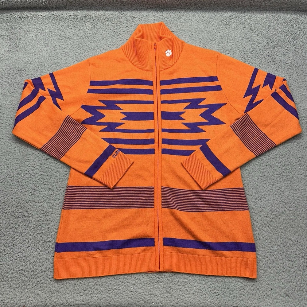 Emerson Street Womens Large Clemson University Peruvian Acrylic Full-Zip Sweater